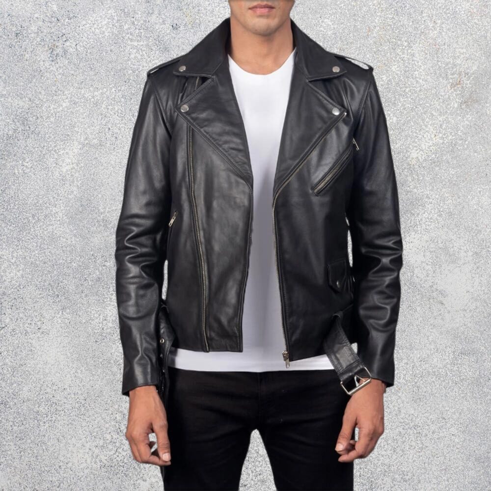 Allaric Alley Black Leather Biker Jacket