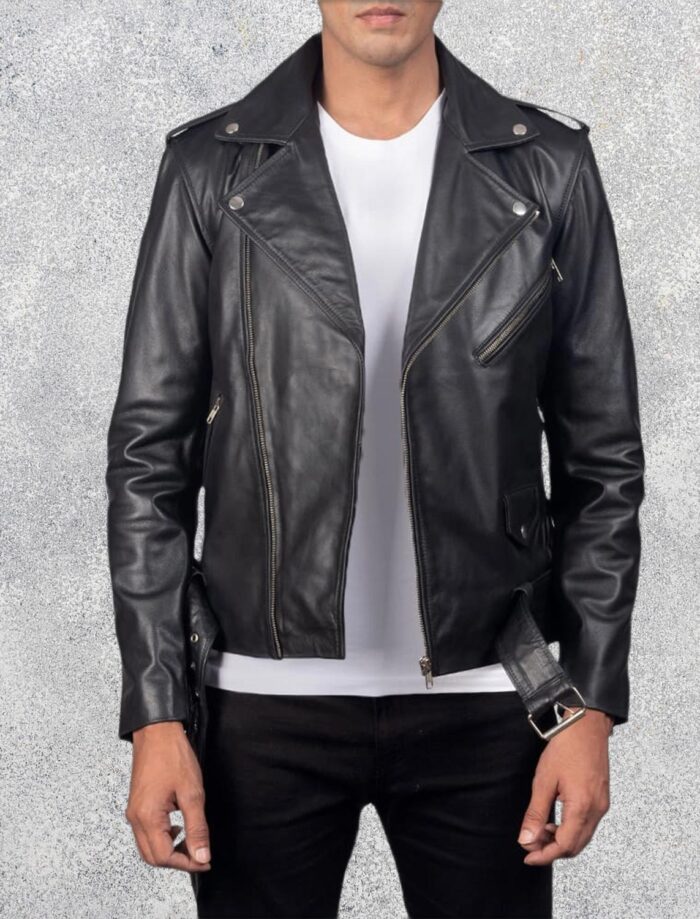 Allaric Alley Black Leather Biker Jacket