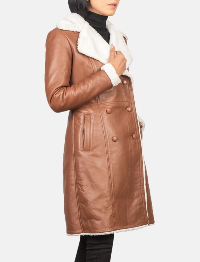 Amie Brown Double Breasted Shearling Coat