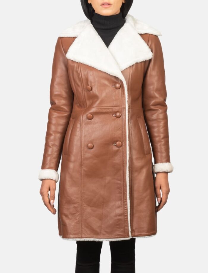 Amie Brown Double Breasted Shearling Coat