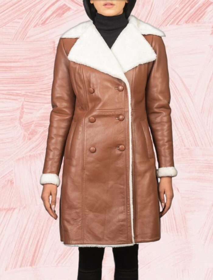 Amie Brown Double Breasted Shearling Coat