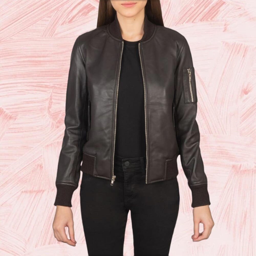 Ava Ma-1 Brown Leather Bomber Jacket