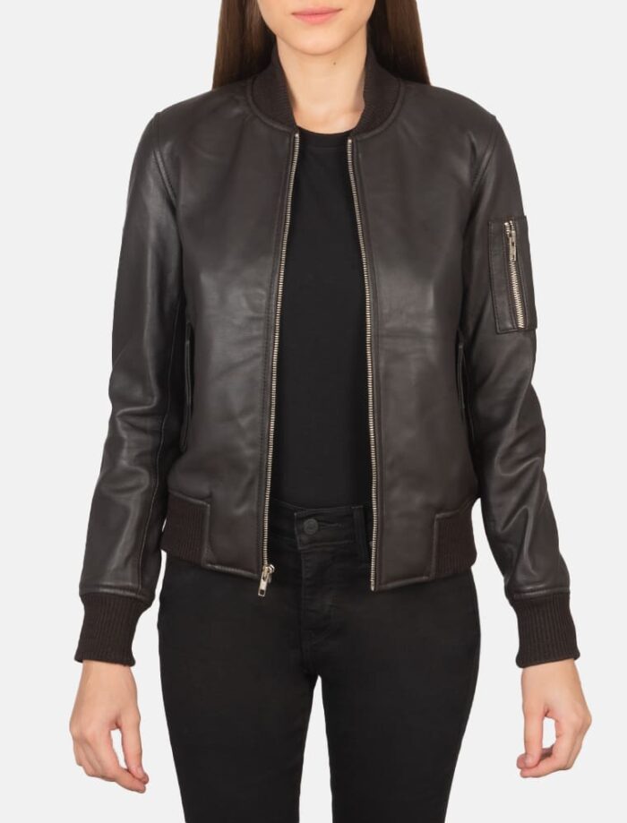 Ava Ma-1 Brown Leather Bomber Jacket