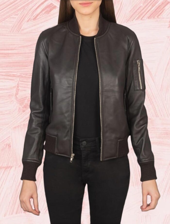 Ava Ma-1 Brown Leather Bomber Jacket