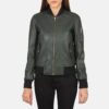 Ava Ma-1 Green Leather Bomber Jacket