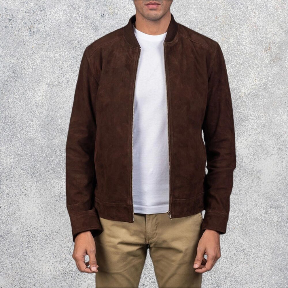 Blain Mocha Suede Bomber Jacket