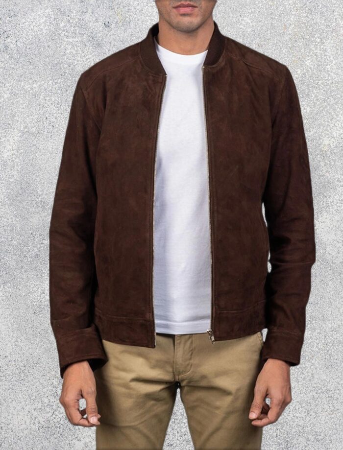 Blain Mocha Suede Bomber Jacket
