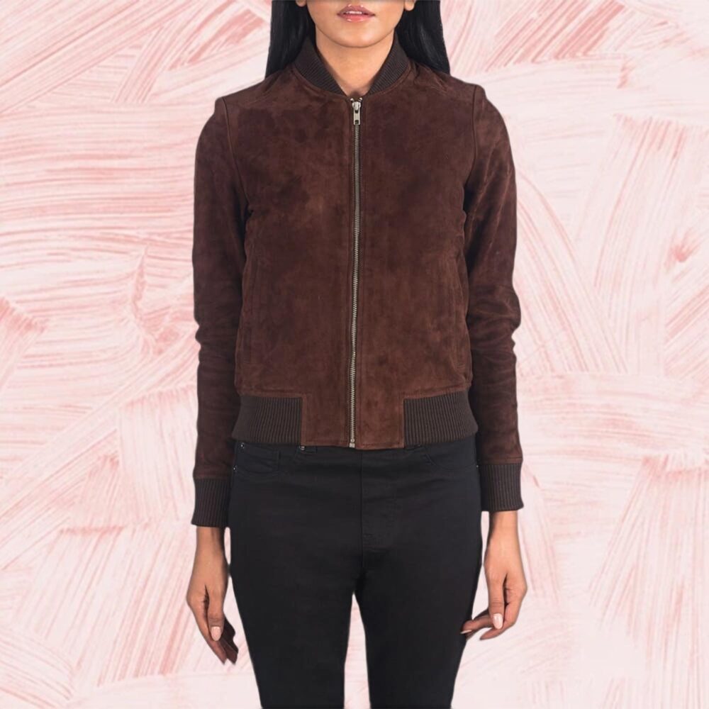 Bliss Brown Suede Bomber Jacket