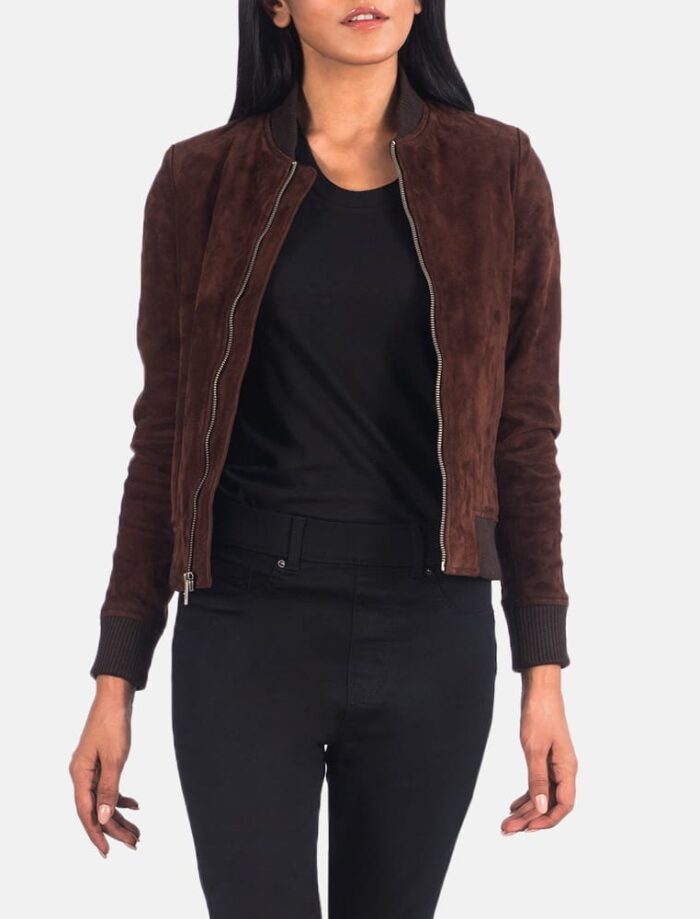 Bliss Brown Suede Bomber Jacket