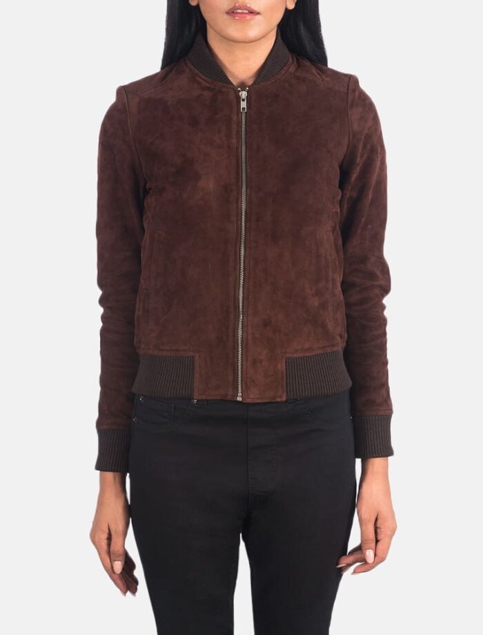 Bliss Brown Suede Bomber Jacket