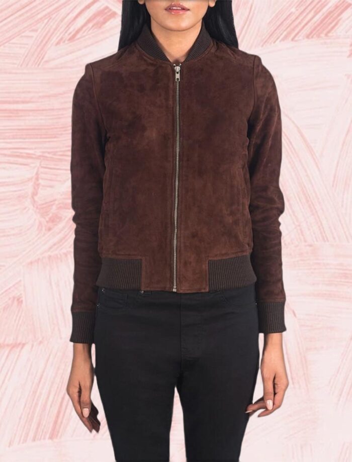 Bliss Brown Suede Bomber Jacket