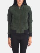 Bliss Green Suede Bomber Jacket