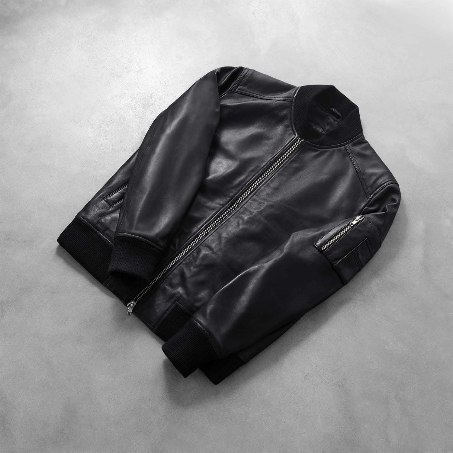 Bomia Ma-1 Black Leather Bomber Jacket 7