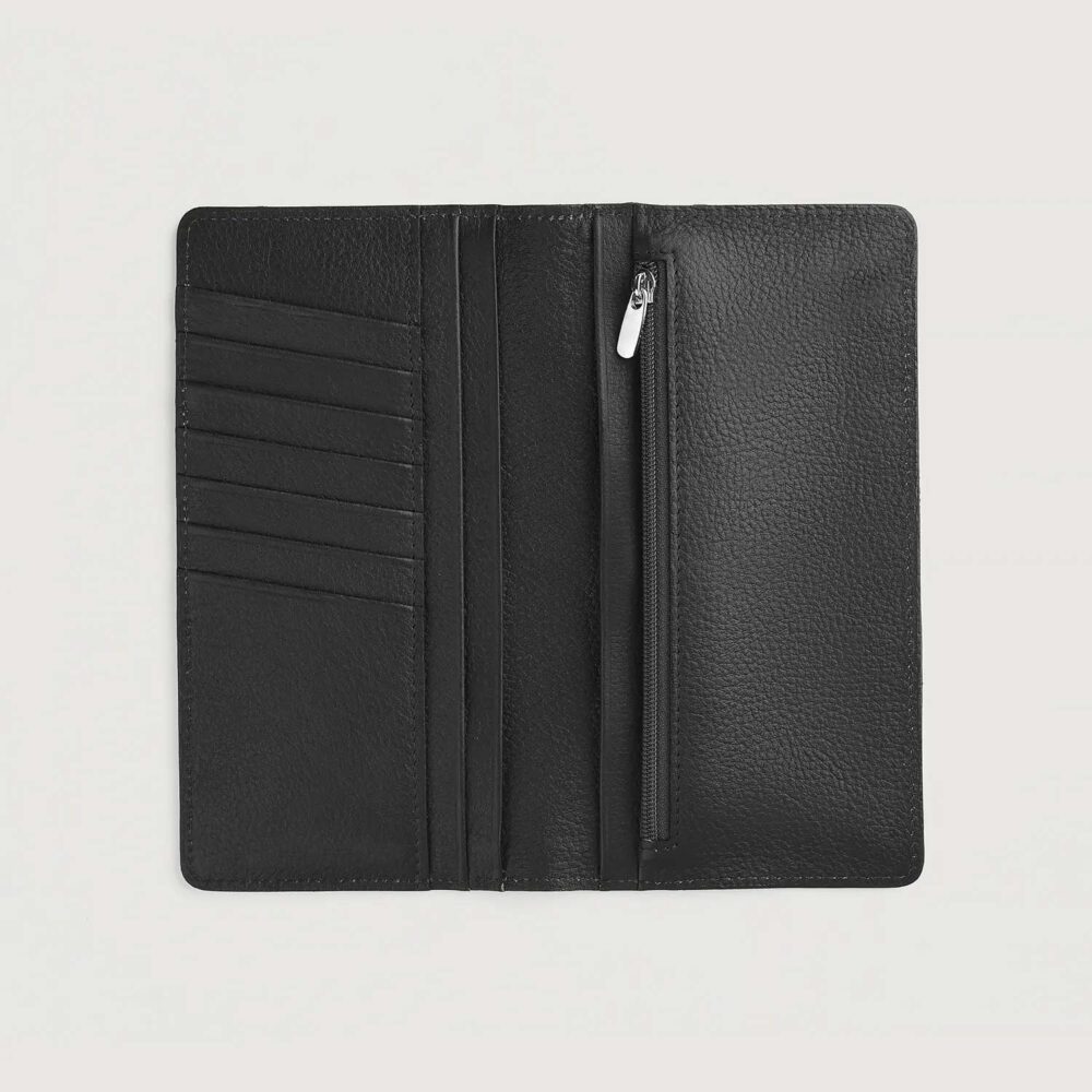 Ryder Black Leather Long Wallet by Saltco Leather