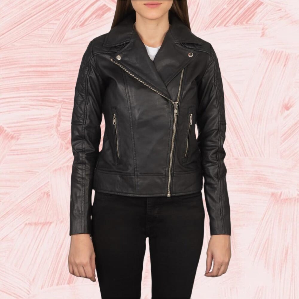 Carolyn Quilted Black Biker Jacket