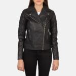 Carolyn Quilted Black Biker Jacket