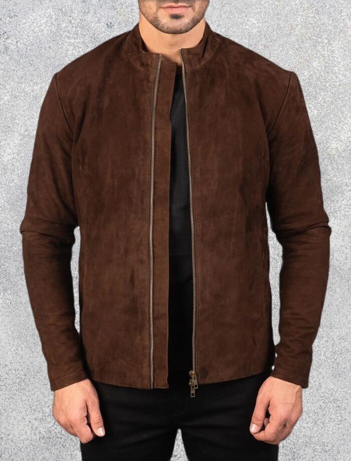 Charcoal Mocha Suede Biker Jacket