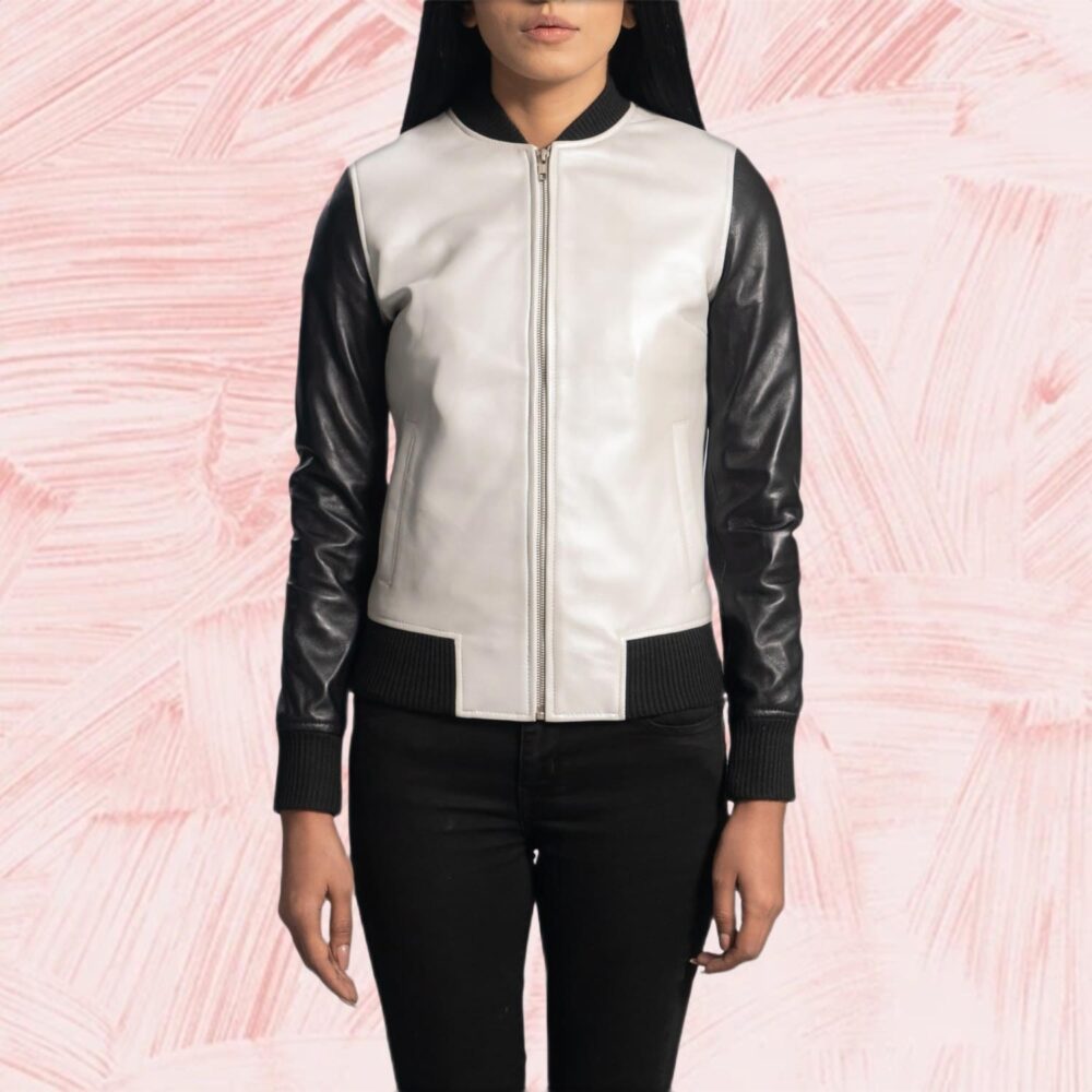 Cole Silver Leather Bomber Jacket