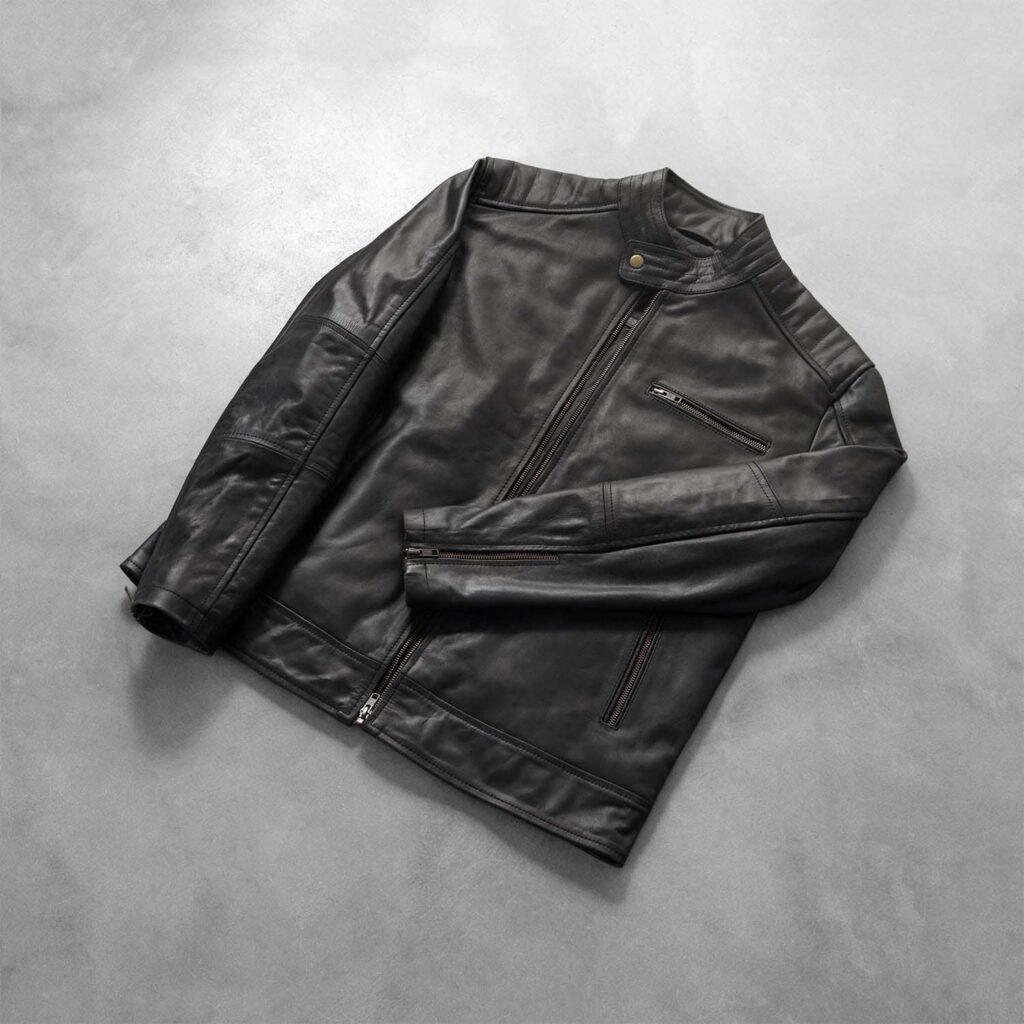 Dean Black Leather Biker Jacket 7