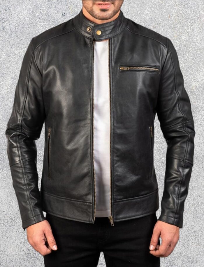Dean Black Leather Biker Jacket