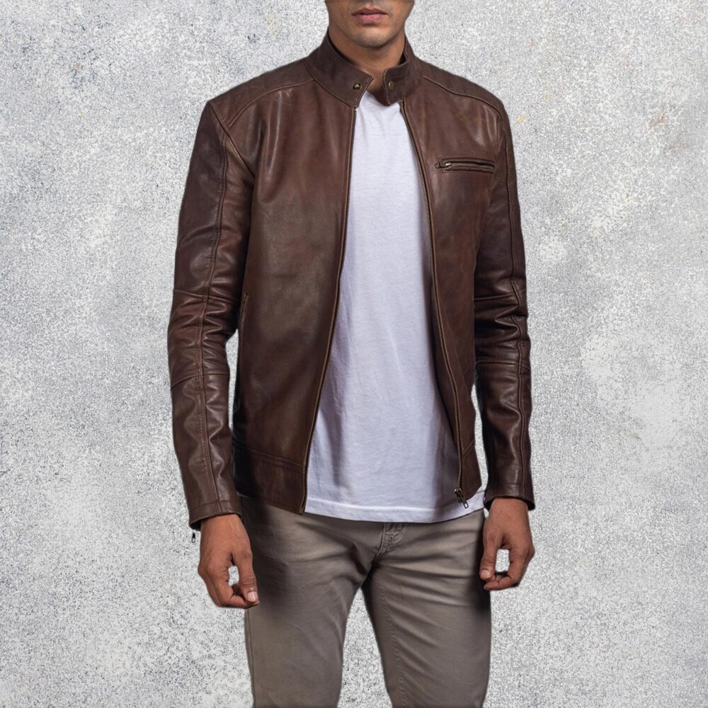 Dean Brown Leather Biker Jacket