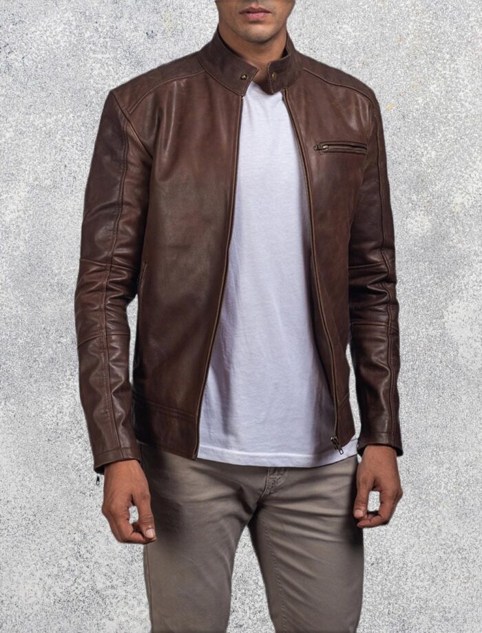 Dean Brown Leather Biker Jacket