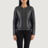 Elixir Black Collarless Leather Jacket