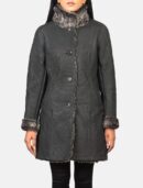 Erica Shearling Black Leather Coat