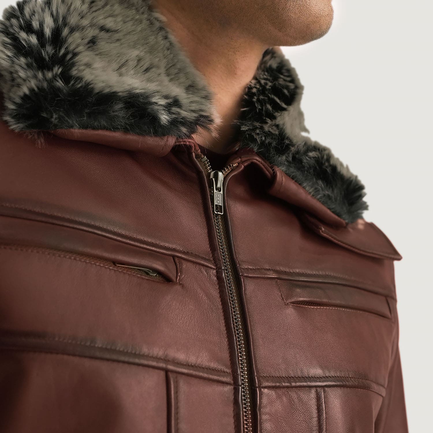 Evan Hart Fur Brown Leather Jacket 6