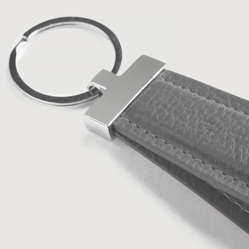 Everett Grey Leather Keychain 5