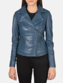 Flashback Blue Leather Biker Jacket