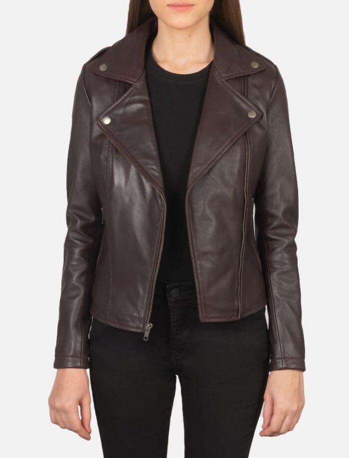 Flashback Maroon Leather Biker Jacket