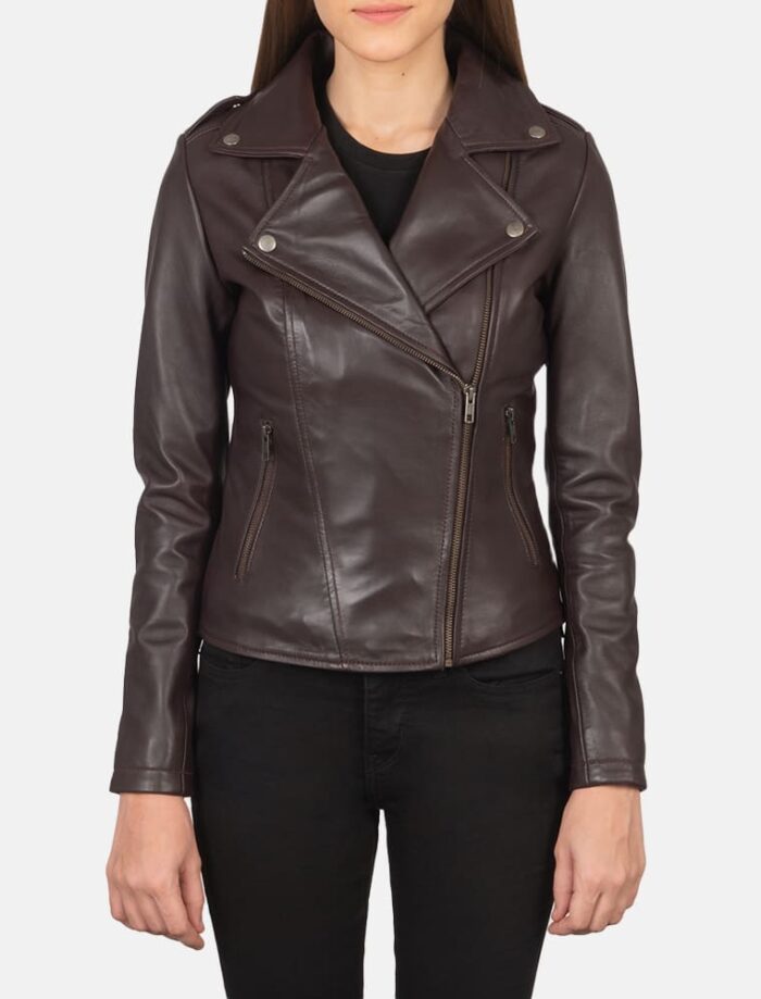 Flashback Maroon Leather Biker Jacket