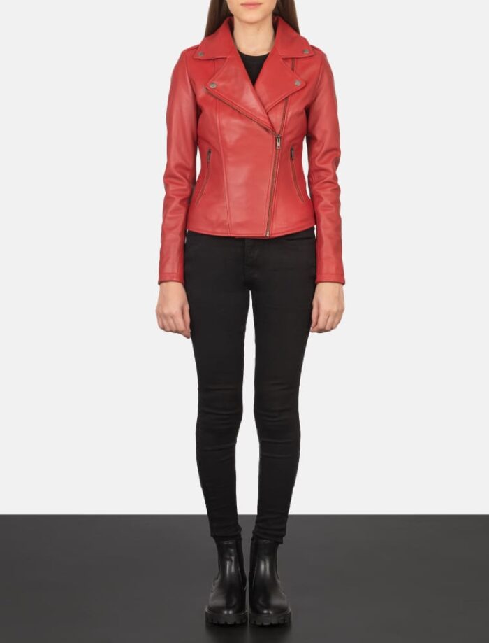 Flashback Red Leather Biker Jacket