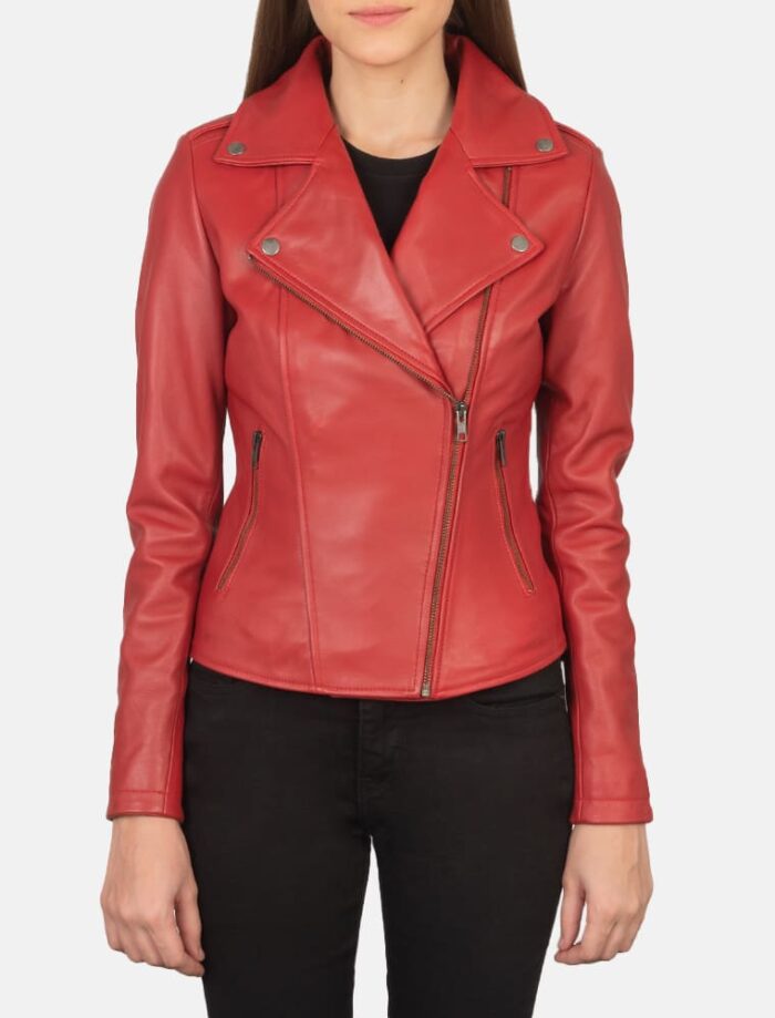 Flashback Red Leather Biker Jacket