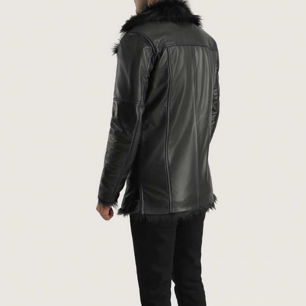 Furcliff Black Leather Coat 5