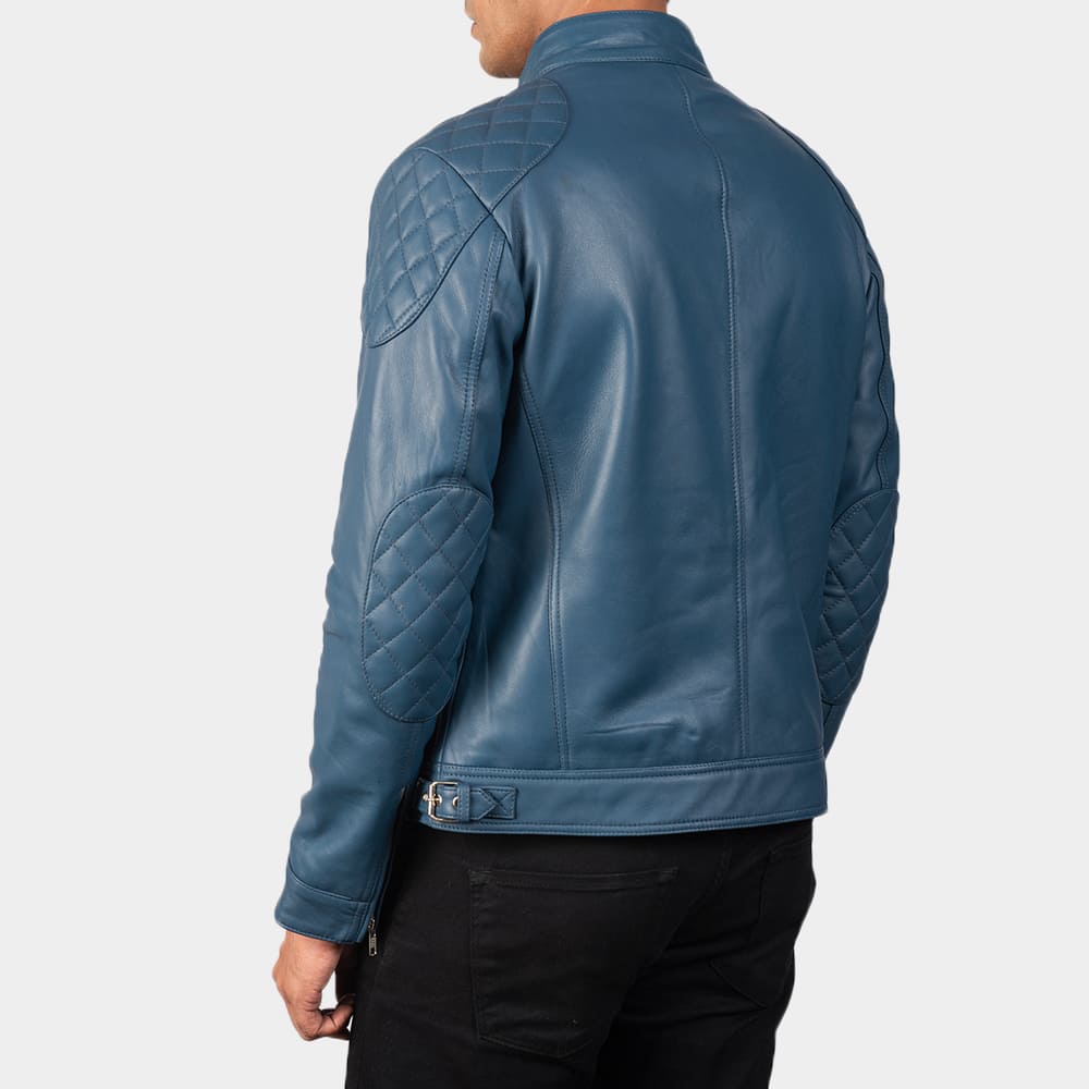 Gatsby Blue Leather Biker Jacket 5