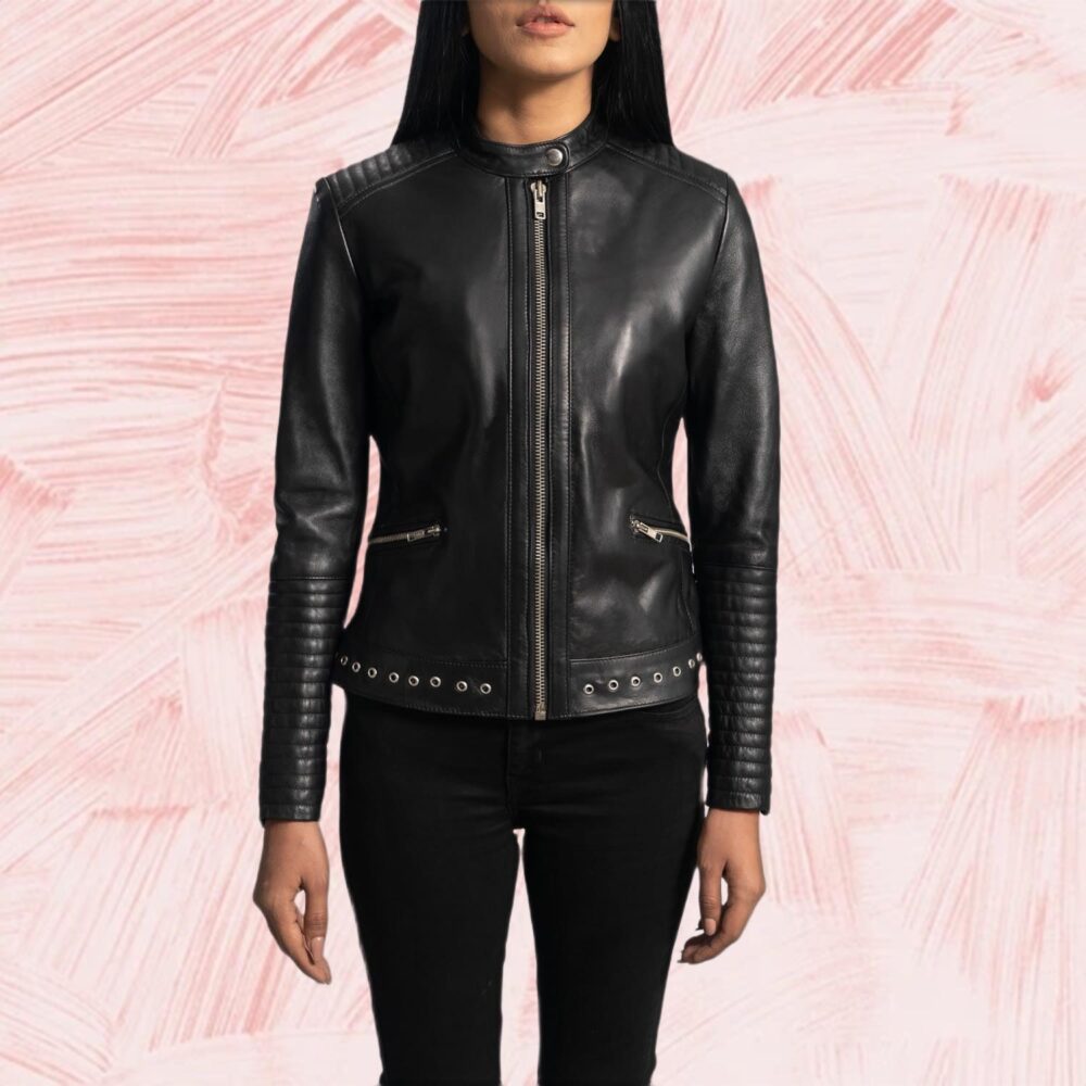 Haley Ray Black Leather Biker Jacket
