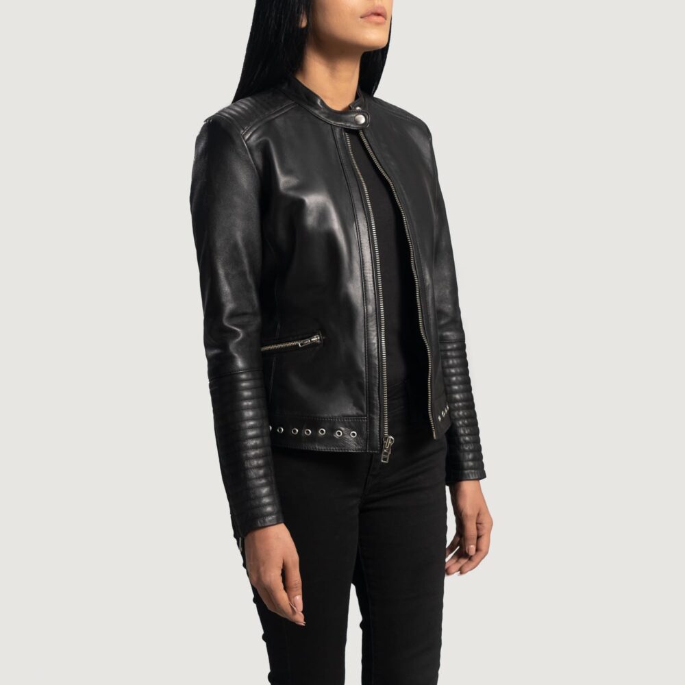 Haley Ray Black Leather Biker Jacket