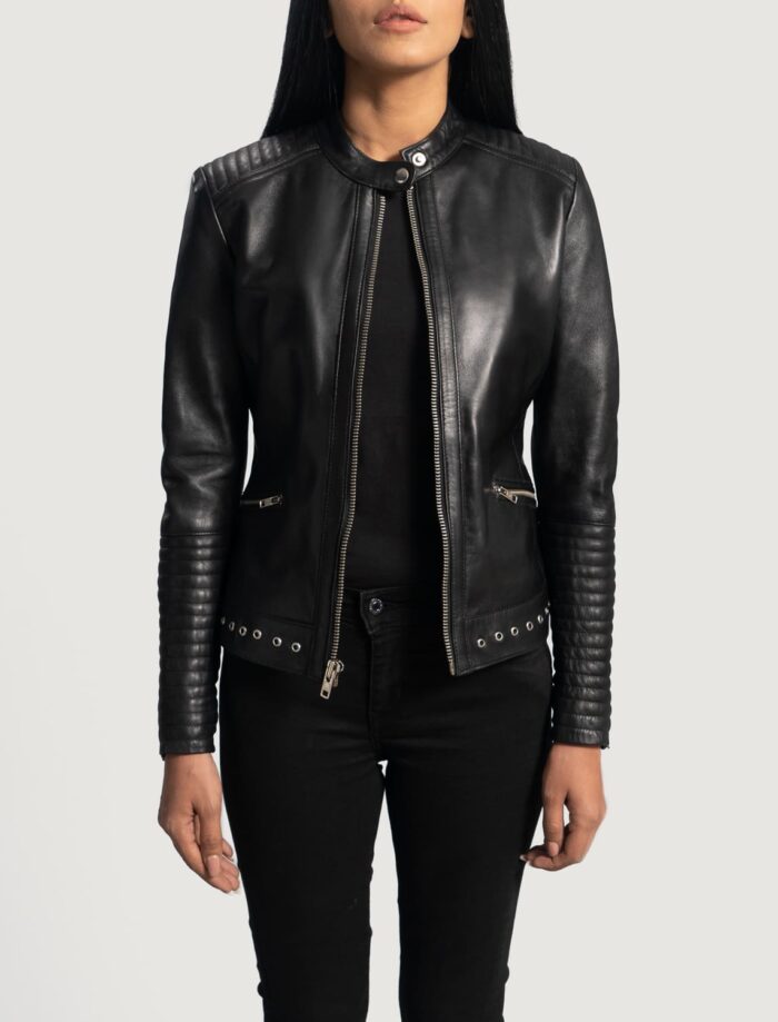 Haley Ray Black Leather Biker Jacket