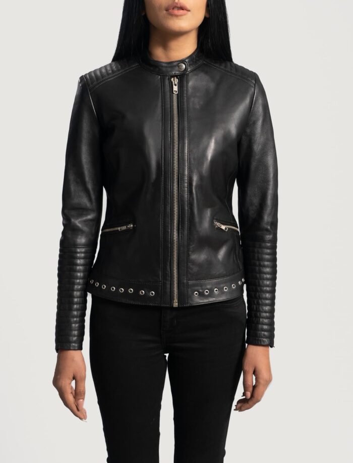 Haley Ray Black Leather Biker Jacket