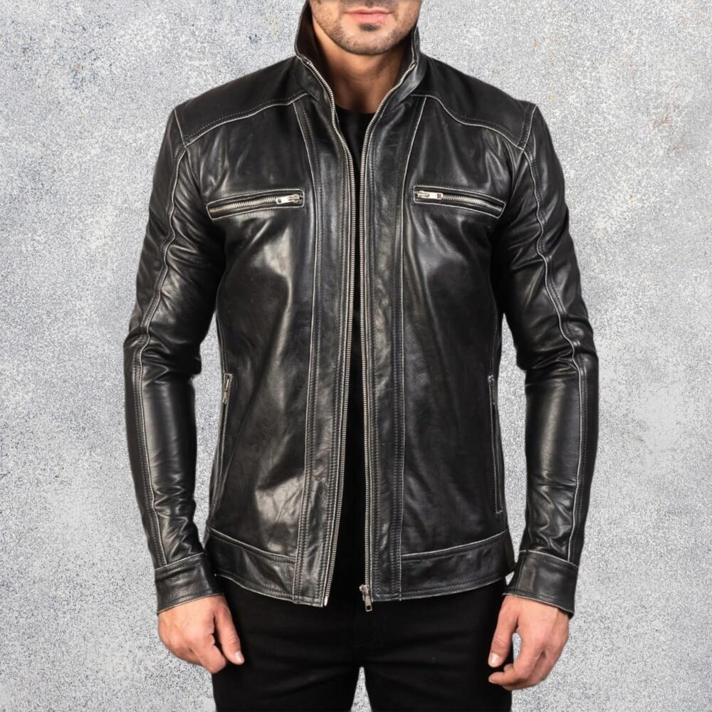 Hudson Black Leather Biker Jacket