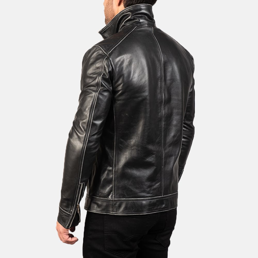 Hudson Black Leather Biker Jacket 5