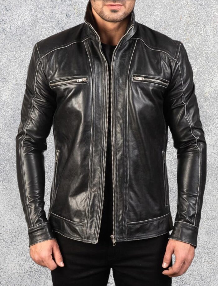 Hudson Black Leather Biker Jacket