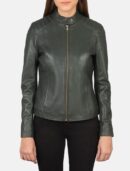 Kelsee Green Leather Biker Jacket