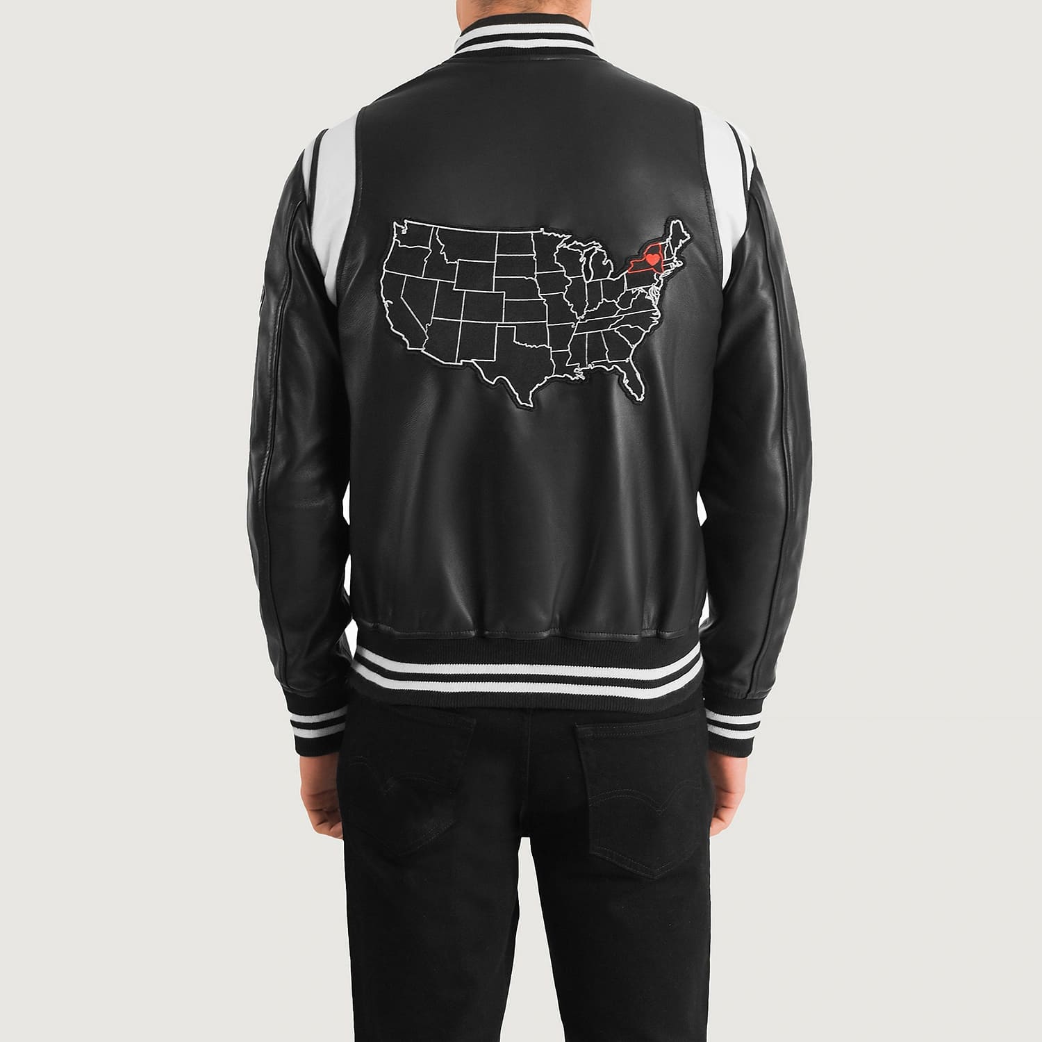 Liberte New York Black Leather Varsity Jacket 5