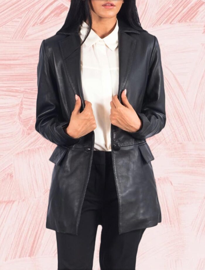 Marilyn Black Leather Blazer