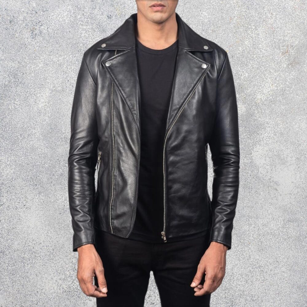 Noah Black Leather Biker Jacket