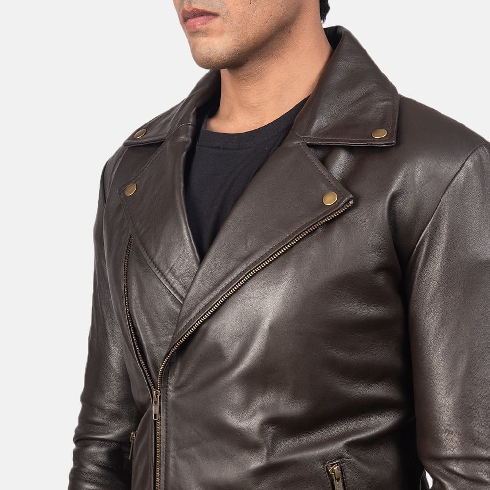 Noah Brown Leather Biker Jacket 6