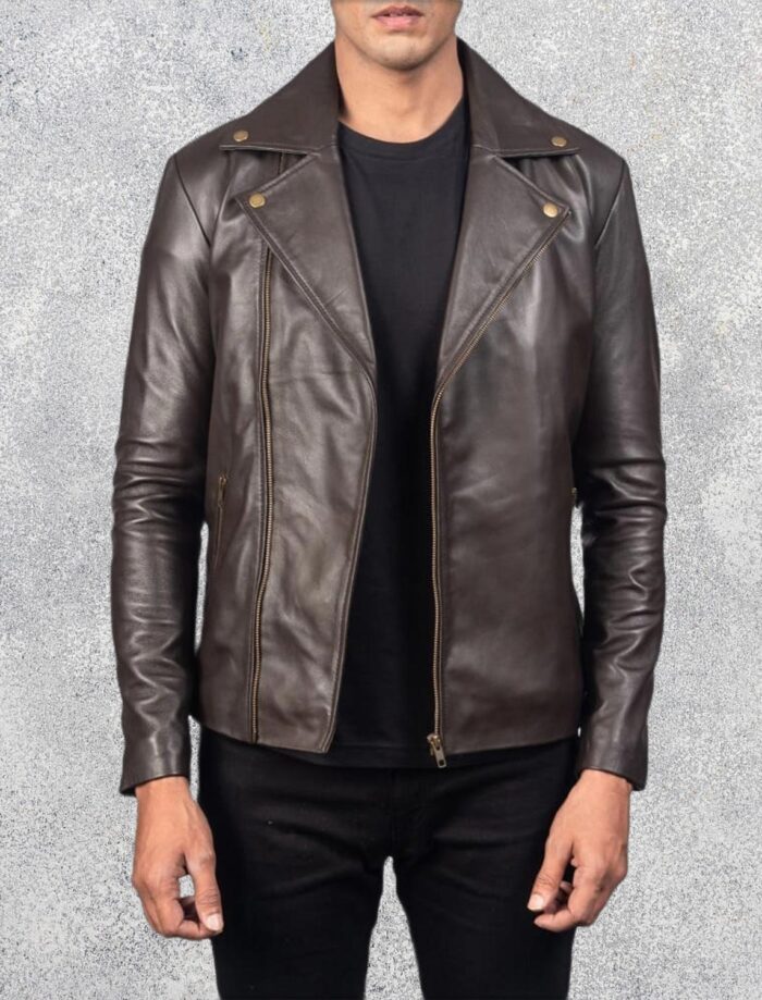 Noah Brown Leather Biker Jacket
